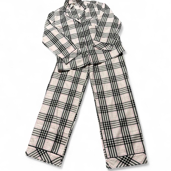 Victoria's Secret Other - Victoria's Secret NWT Pretty Blossom Pink Plaid Pajama Set Size Medium Long